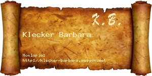 Klecker Barbara névjegykártya